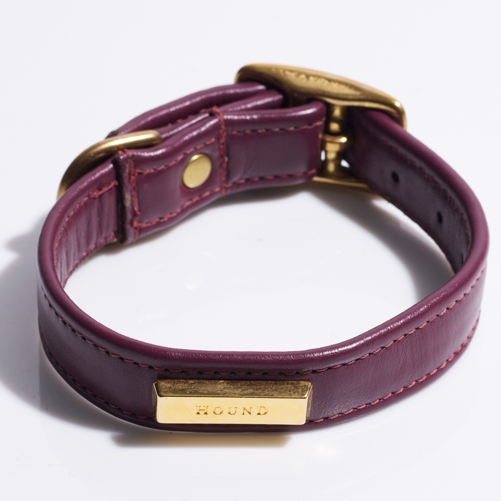 Leather Dog Collar by Hound Collection with Gold Bar Logo